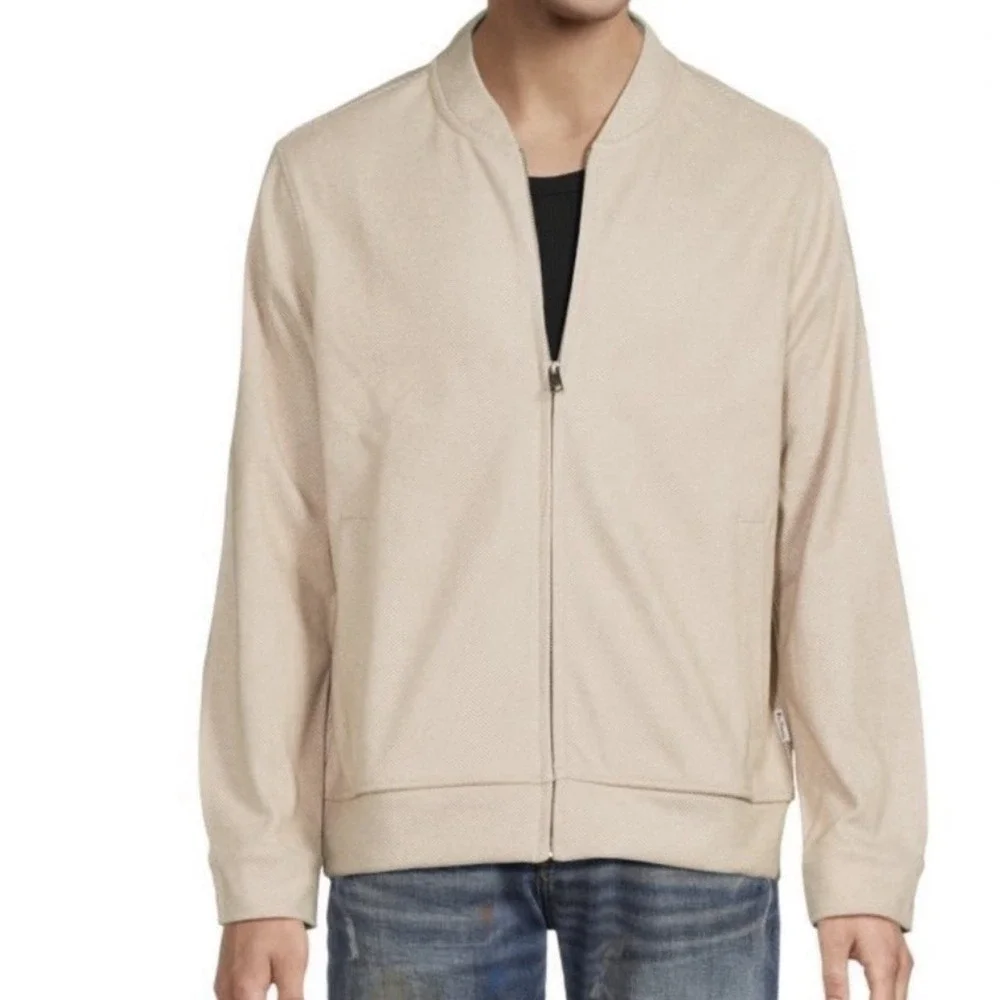 Ben‎ Sherman Jacket Alden Large Herringbone Baseball Collar Preppy Beige Grandpa